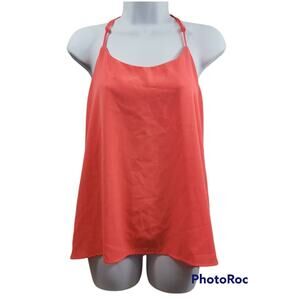 Everly Peach/Orange Spaghetti Strap Racerback Lined Tank Top Size Medium